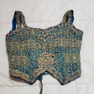 Indian Blue Saree Crop Top/Blouse